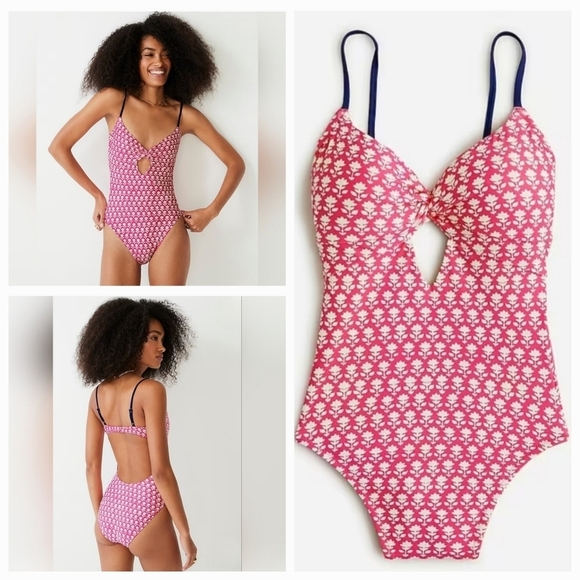 J. Crew Twist-front Keyhole One-piece Swimsuit  NWT - Picture 1 of 6